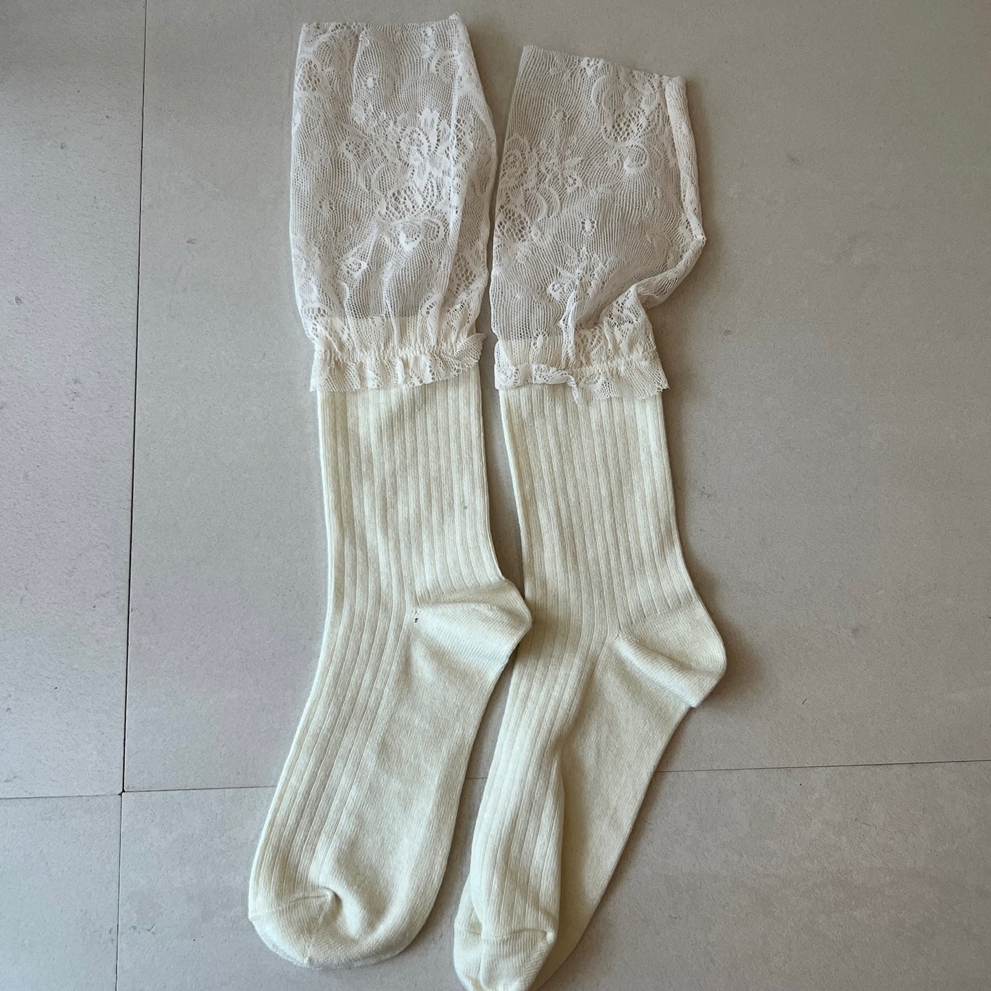 【WHITE】layered lace socks