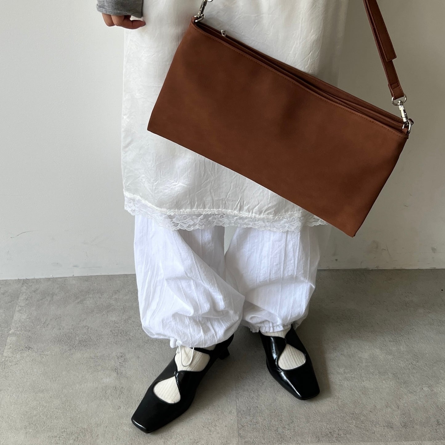 【BROWN】2way suede shoulder tote bag