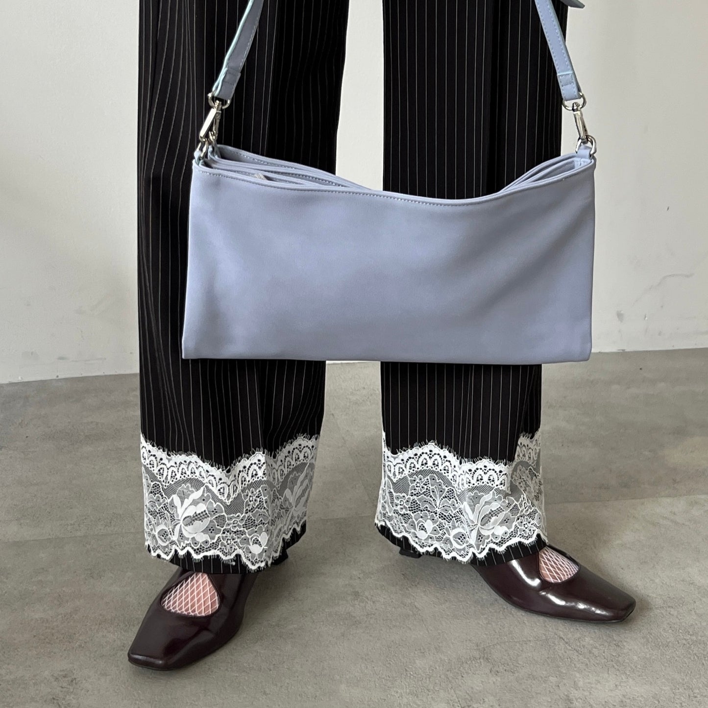 【BLUE】2way suede shoulder tote bag