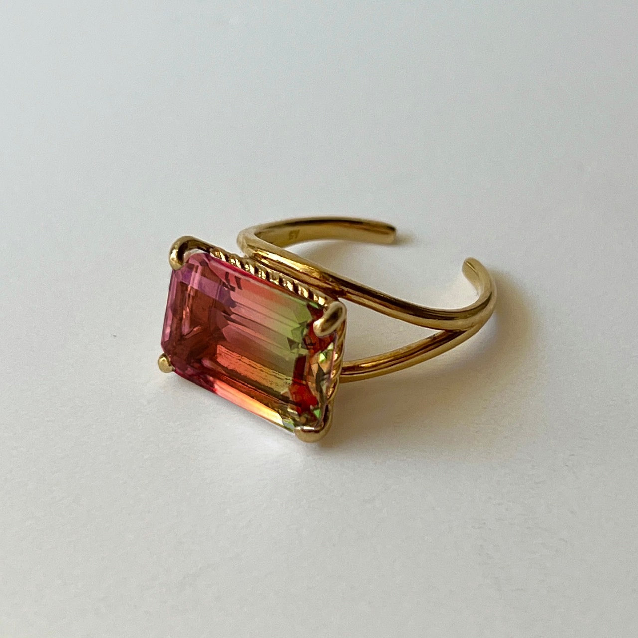 [ bicolor tourmaline WATERMELON ] reine gold - rectangle