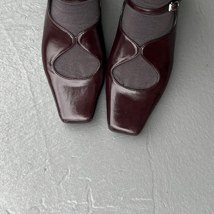 【Brown】square toe maryjane pumps【サンプル品(返品不可)】