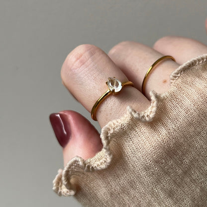 [ rainbow moon stone ] drop faceted cut ring  gold