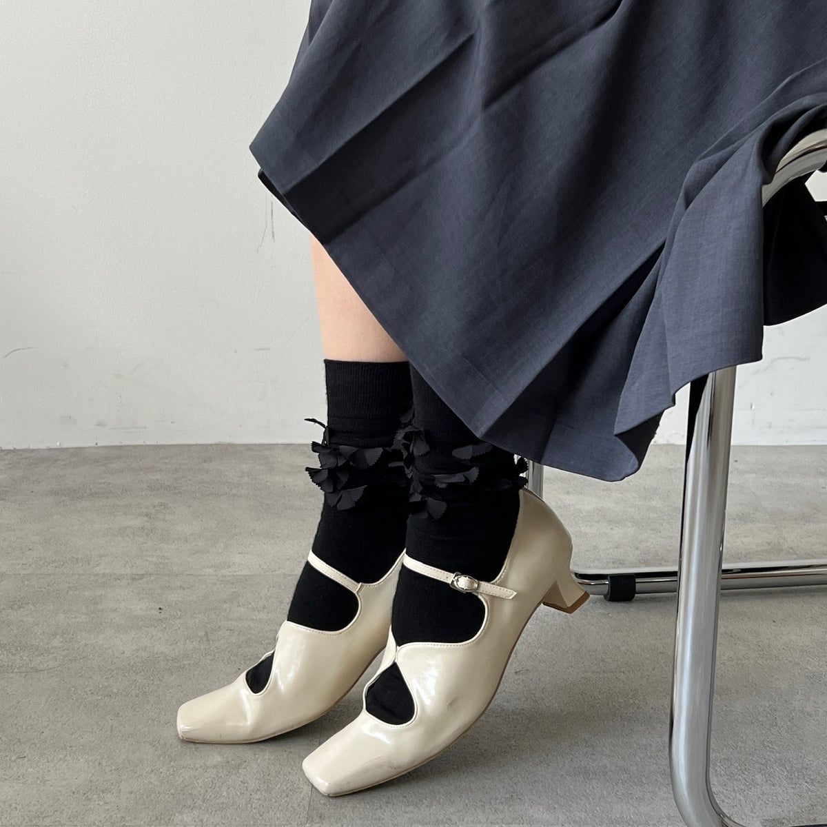 【Ivory】square toe maryjane pumps【サンプル品(返品不可)】