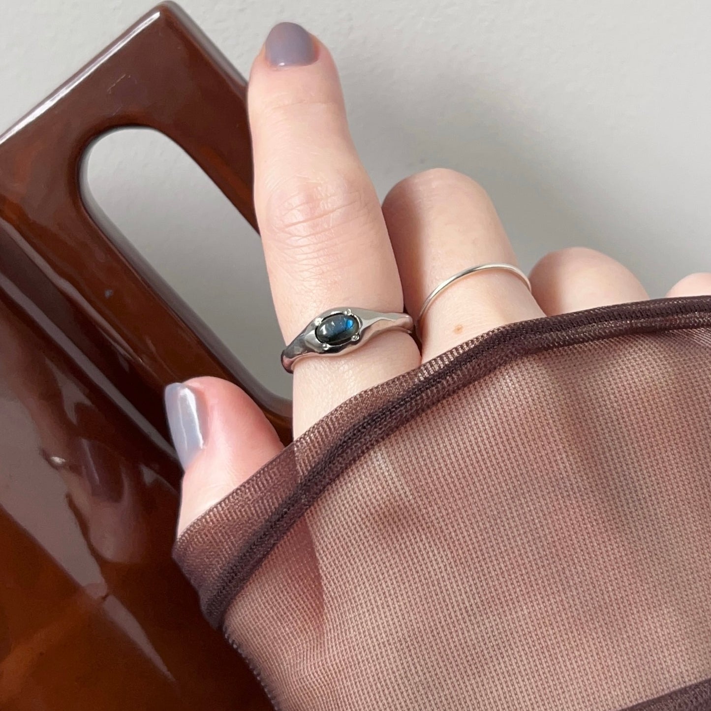 [ blue labradorite ] pebble silver [ free size ]