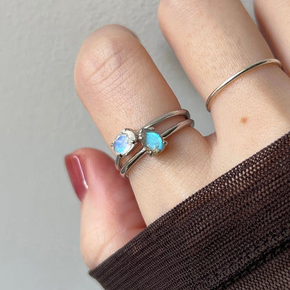 [ labradorite ] dorp faceted cut ring  silver [ free size ]