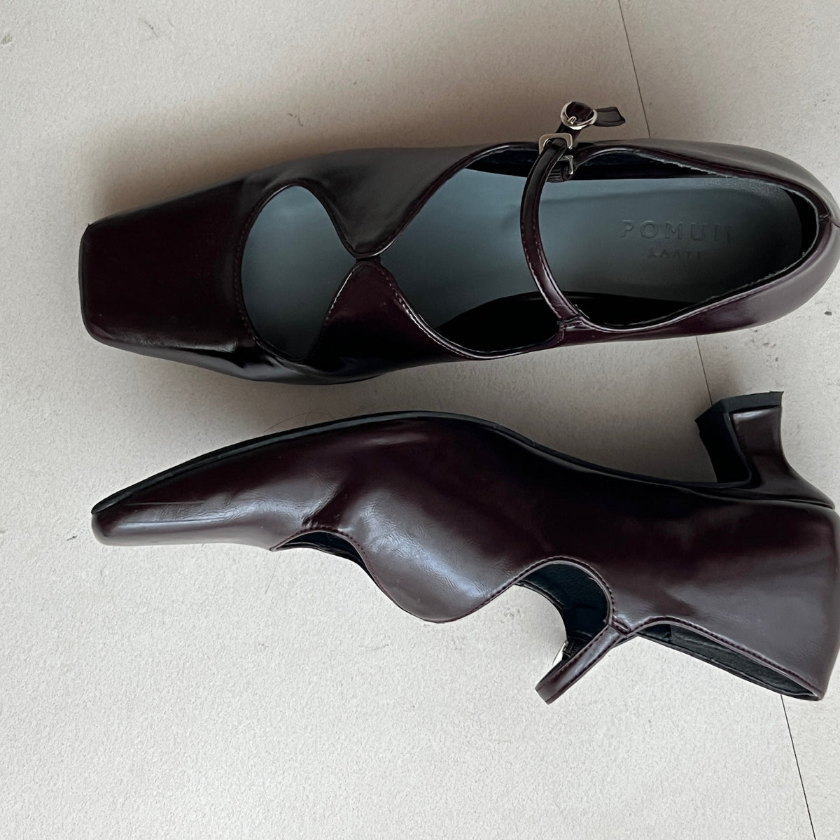 【Brown】square toe maryjane pumps【サンプル品(返品不可)】