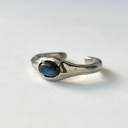 [ blue labradorite ] pebble silver [ free size ]