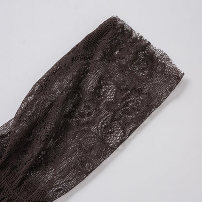 【BROWN】layered lace socks