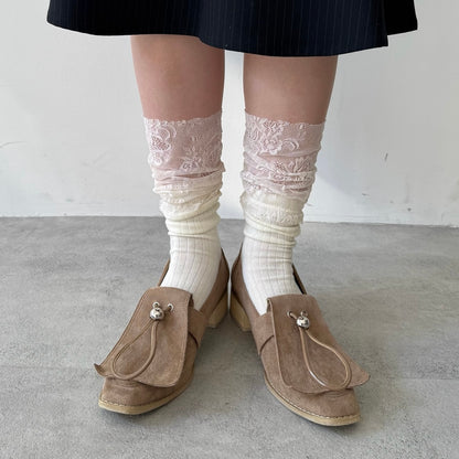 【WHITE】layered lace socks