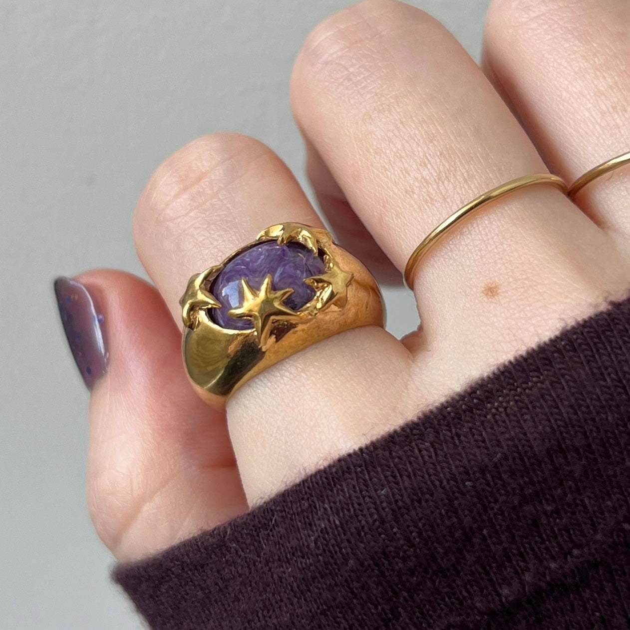 [ charoite ] twinkle ring gold