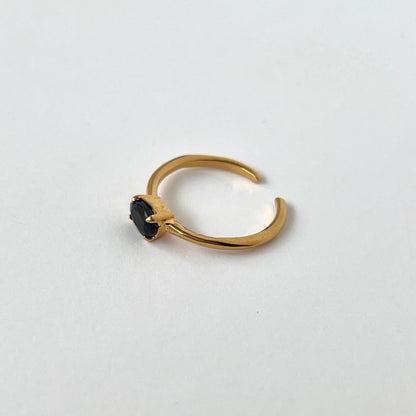 [ black opal ] oval faceted cut ring  gold