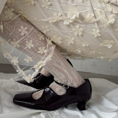 【Brown】square toe maryjane pumps【サンプル品(返品不可)】