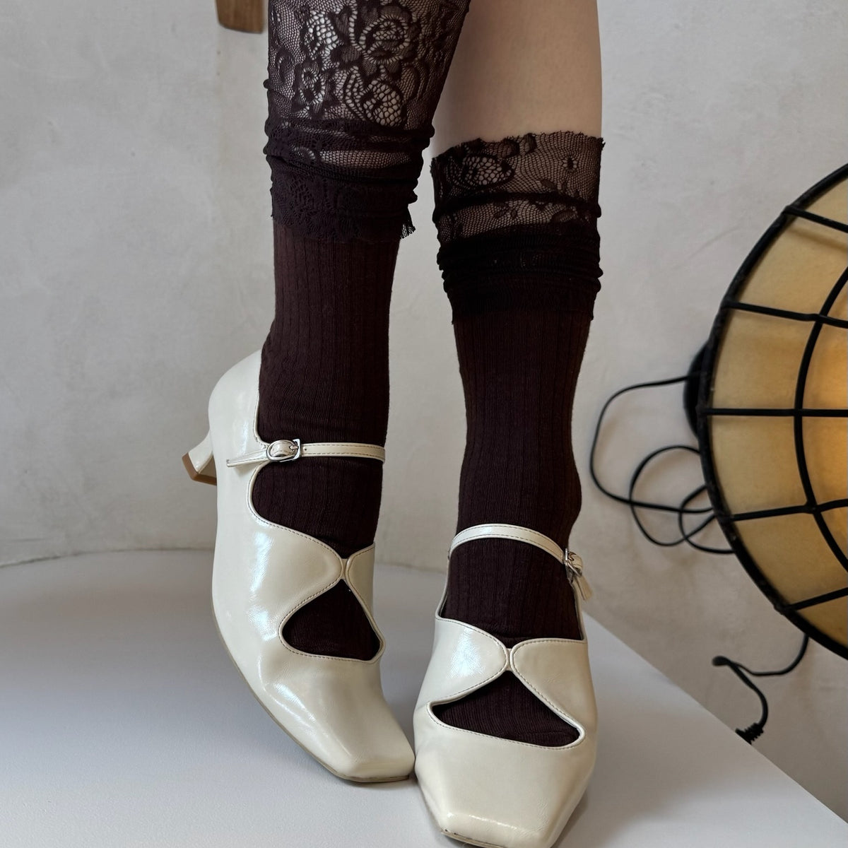 【Ivory】square toe maryjane pumps【サンプル品(返品不可)】