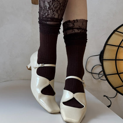 【Ivory】square toe maryjane pumps【サンプル品(返品不可)】