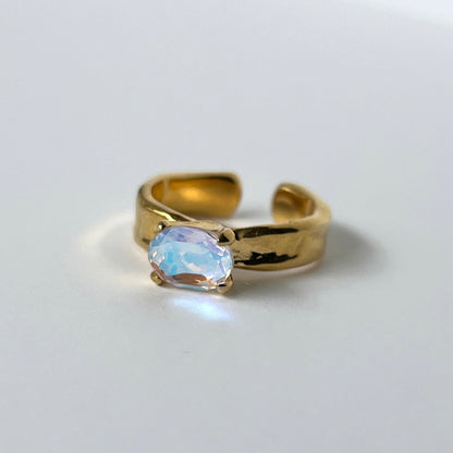 [ angel aura quartz ] um gold ring
