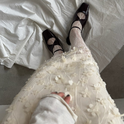 【Brown】square toe maryjane pumps【サンプル品(返品不可)】