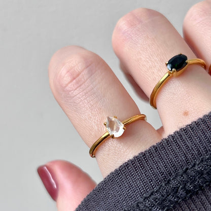 [ rainbow moon stone ] drop faceted cut ring  gold