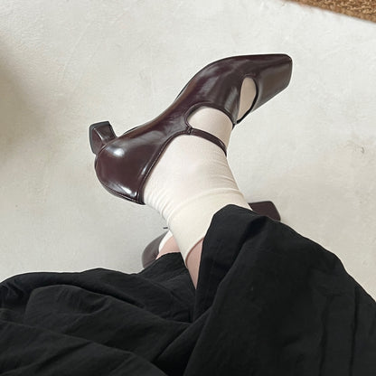 【Brown】square toe maryjane pumps【サンプル品(返品不可)】