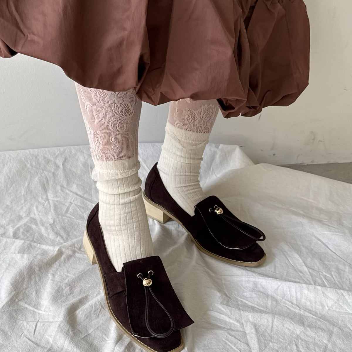 【Brown】suede flap loafer【サンプル品(返品不可)】