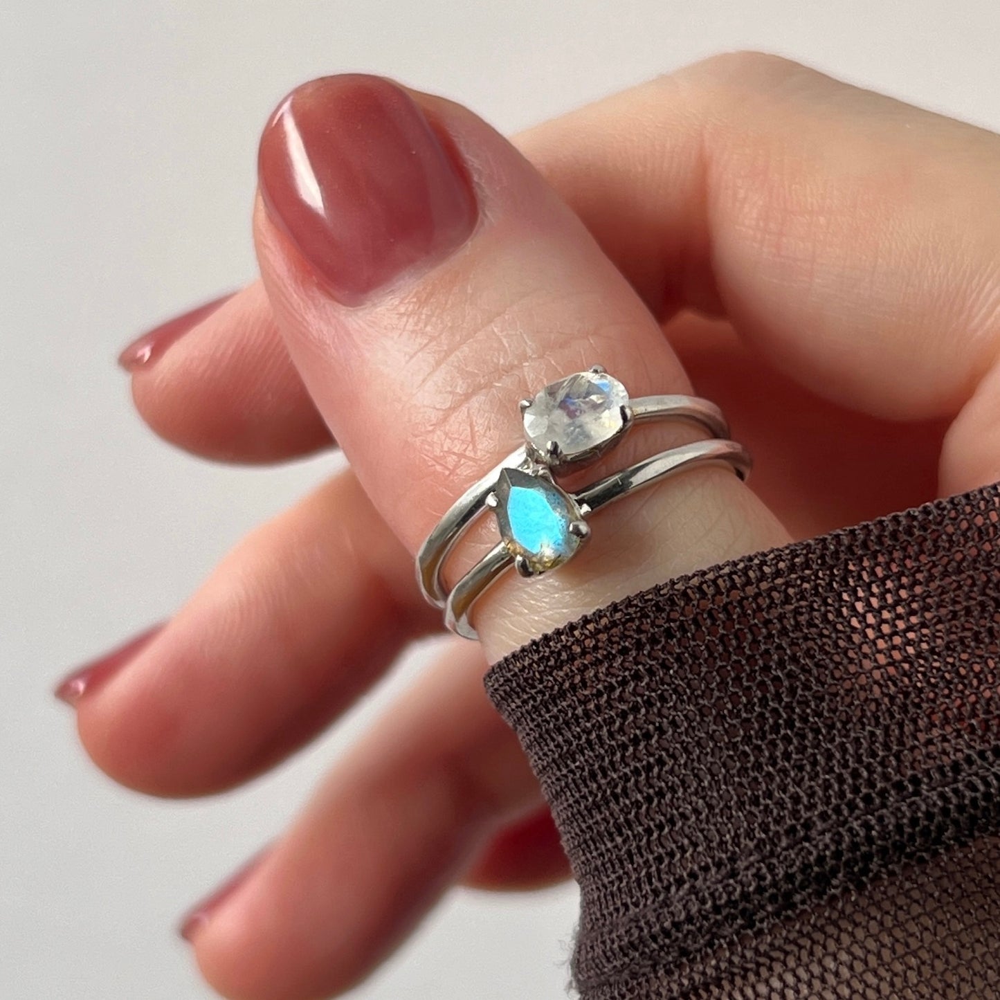[ labradorite ] dorp faceted cut ring  silver [ free size ]