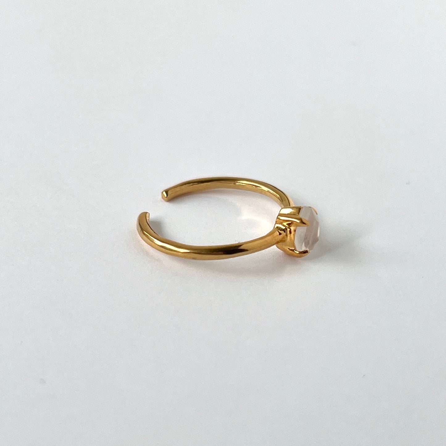 [ rainbow moon stone ] drop faceted cut ring  gold