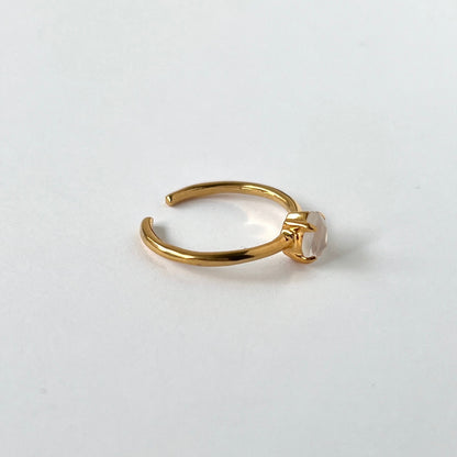 [ rainbow moon stone ] drop faceted cut ring  gold