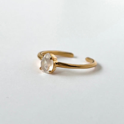 [ rainbow moon stone ] drop faceted cut ring  gold