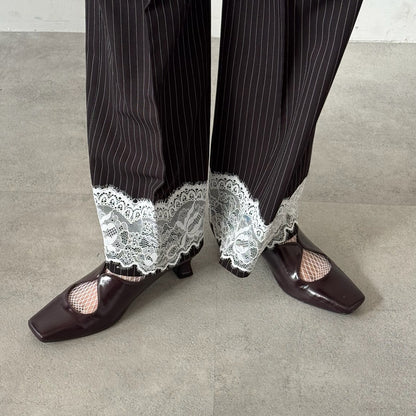 【Brown】square toe maryjane pumps【サンプル品(返品不可)】