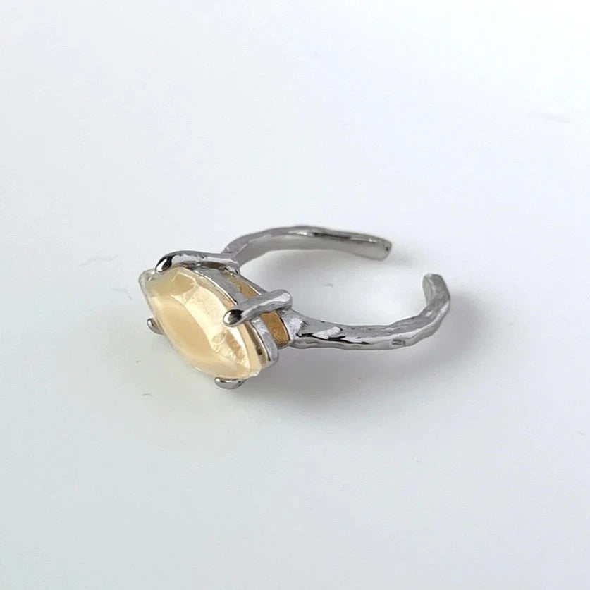 03. [ yellow ] gem MARQUISE silver [free size]