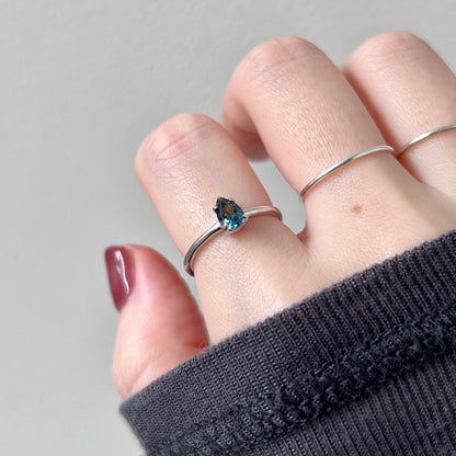 [ london blue topaz ] dorp faceted cut ring  silver [ free size ]