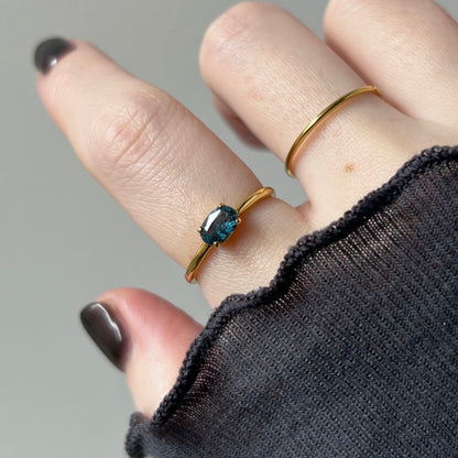 [ indigo blue kyanite ] oval faceted cut ring  gold [ free size ]