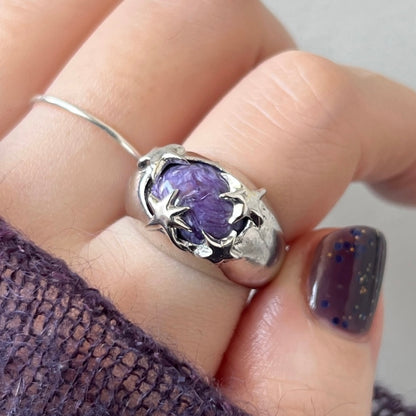 [ charoite ] twinkle ring silver