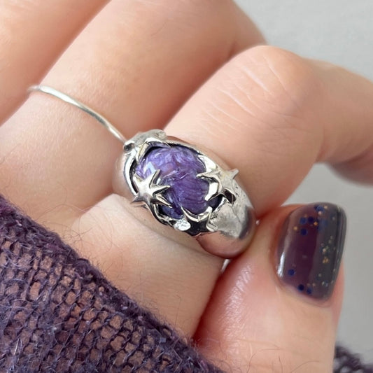 [ charoite ] twinkle ring silver