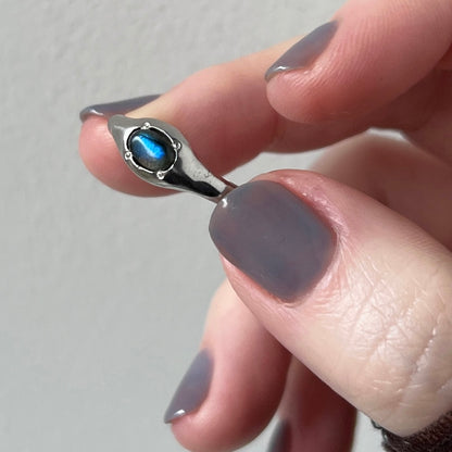 [ blue labradorite ] pebble silver [ free size ]