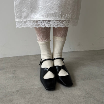 【WHITE】layered lace socks