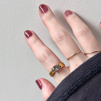 [ mystic quartz ] um gold ring [ free size ]