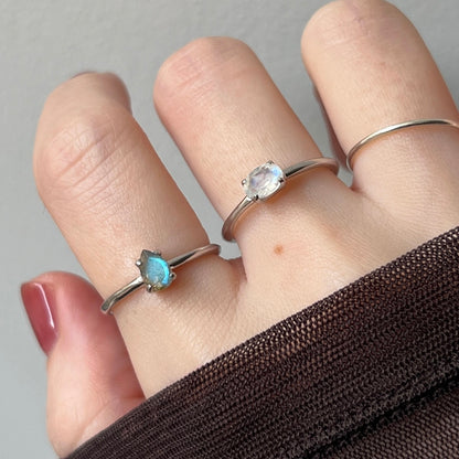 [ labradorite ] dorp faceted cut ring  silver [ free size ]
