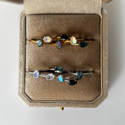 [ indigo blue kyanite ] oval faceted cut ring  gold [ free size ]