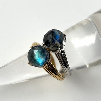 [ onyx, labradorite & crystal ] croissant gold