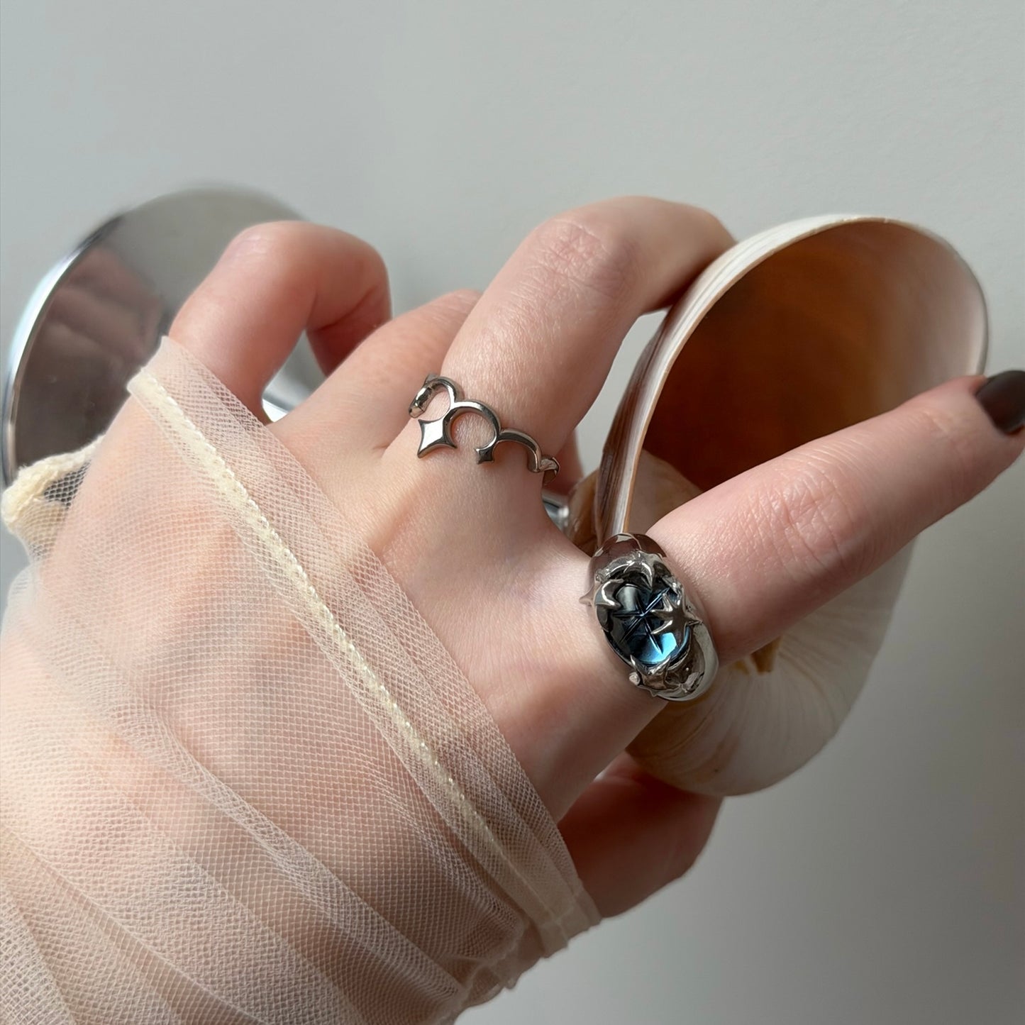 [ star dark blue ] twinkle ring silver