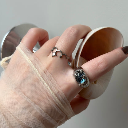 [ star dark blue ] twinkle ring silver