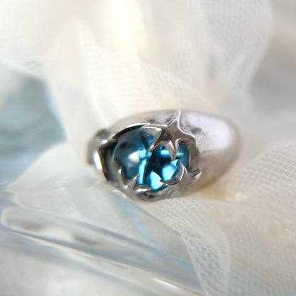 [ star dark blue ] twinkle ring silver