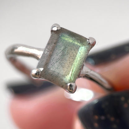 [ labradorite ] rectangle faceted cut silver