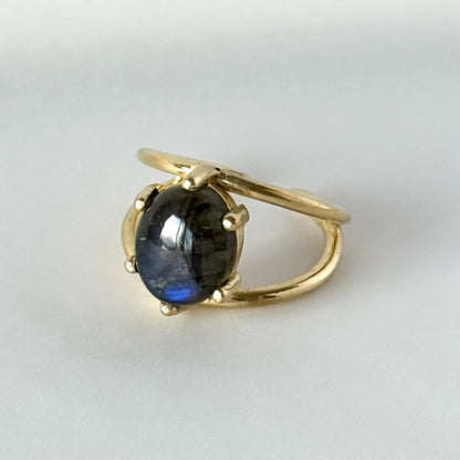 [ black labradorite ] double gold [ free size ]