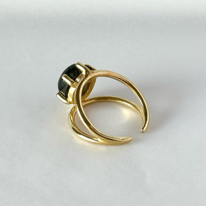 [ black labradorite ] double gold [ free size ]
