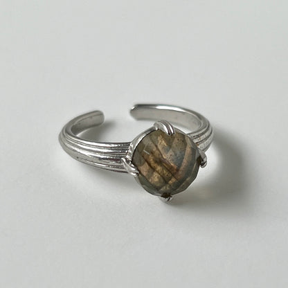 [ labradorite (rose cut) ] croissant silver