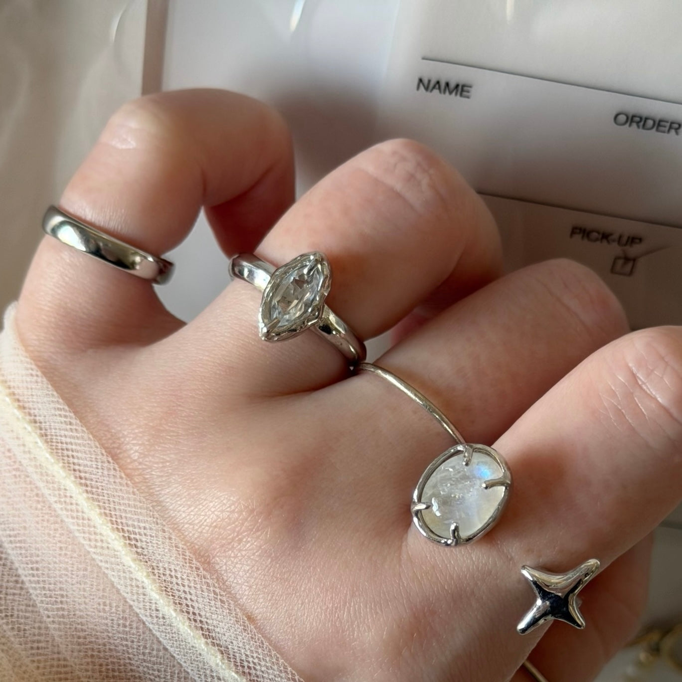 [ white topaz ] marquis stone silver