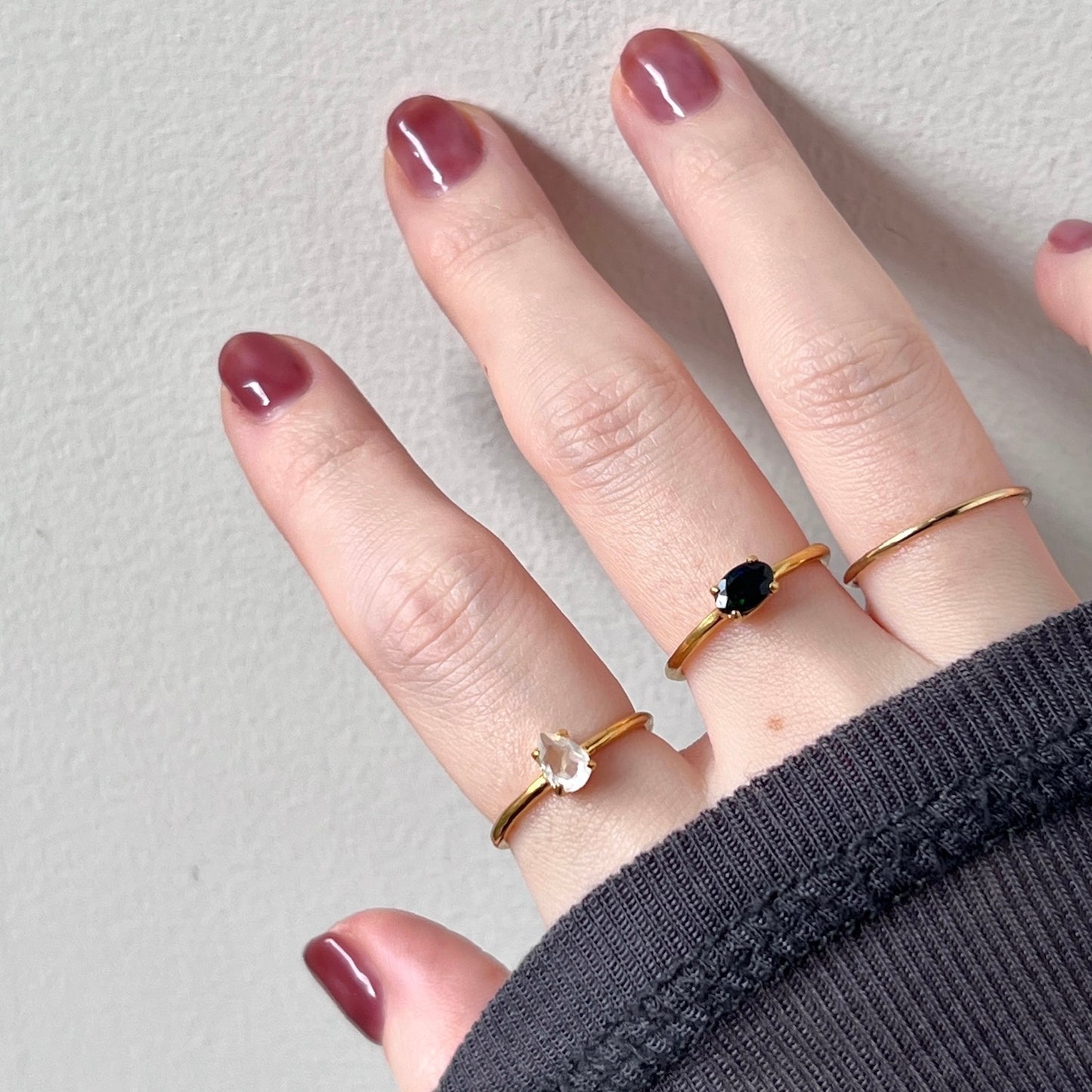 [ rainbow moon stone ] drop faceted cut ring  gold