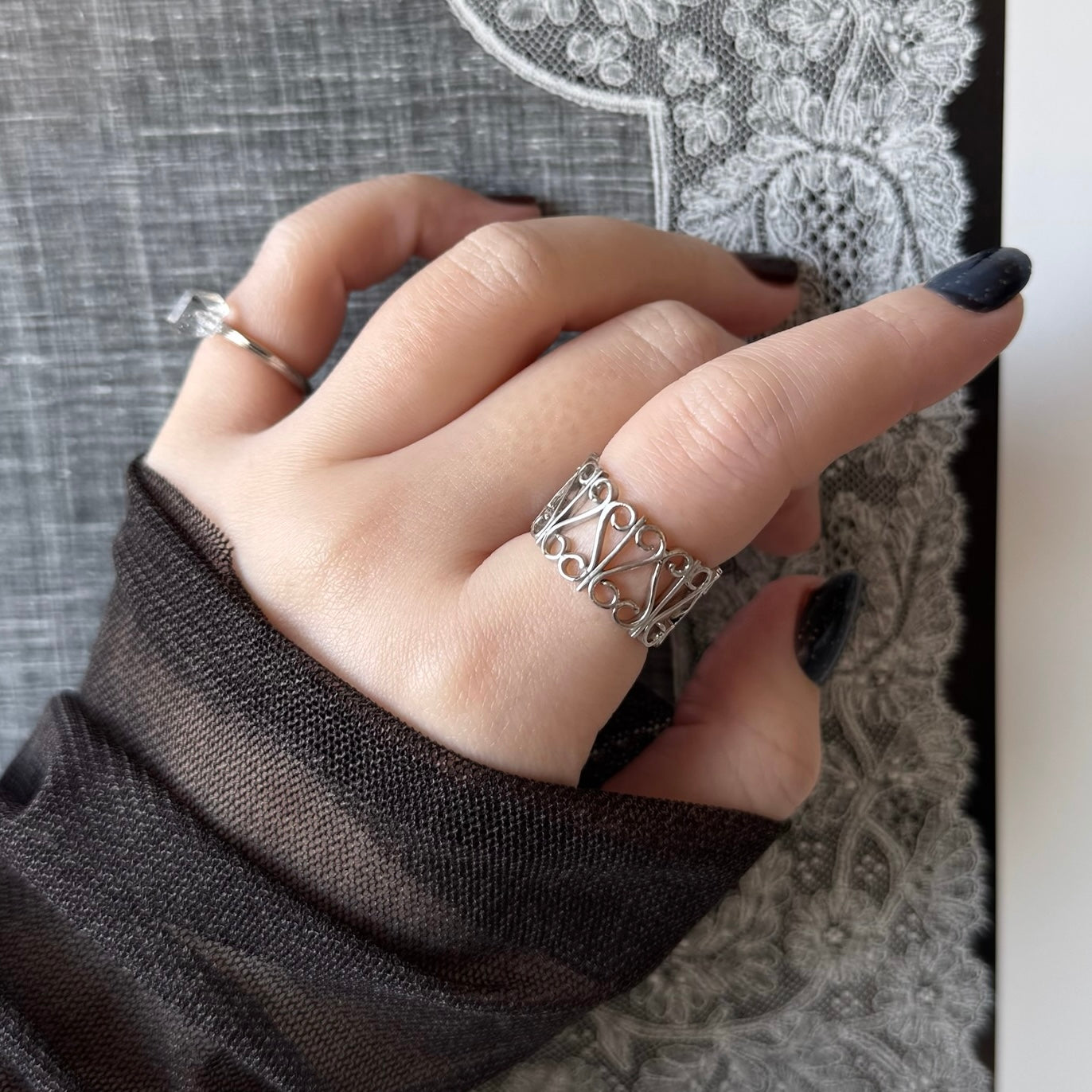 [ silver ] garden heart [ free size ]