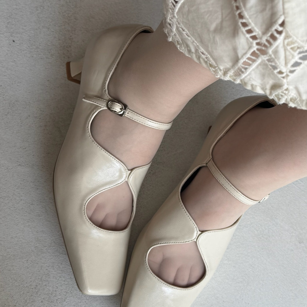 【Ivory】square toe maryjane pumps【サンプル品(返品不可)】